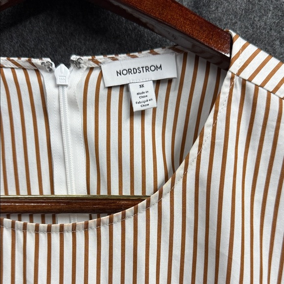 Nordstrom Tan and White Striped Blouse Plus size - Picture 2 of 4
